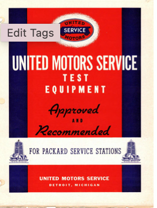United Motor Service Test Equipment for Packard Service Stations Brochure Image