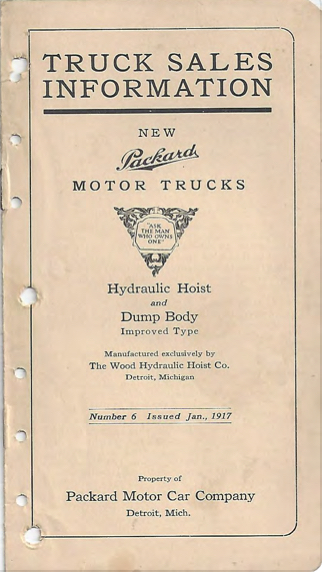 Truck Sales Information, No 6, 1917 Image