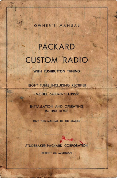 Packard Custom Radio 6480487 Clipper Operating Manual Image