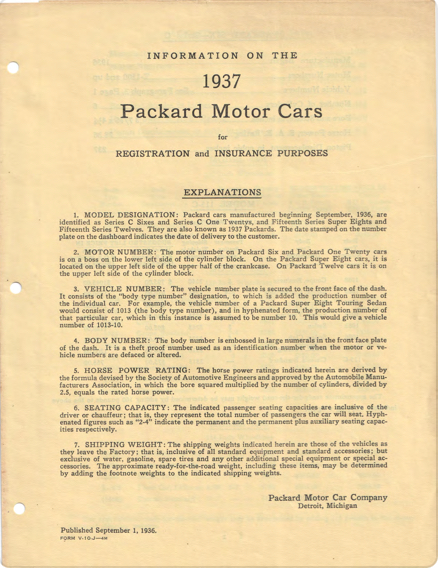 1937 Packard Motor Car Information Image