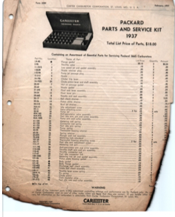 1937 Carter Carburetor Infomation Image
