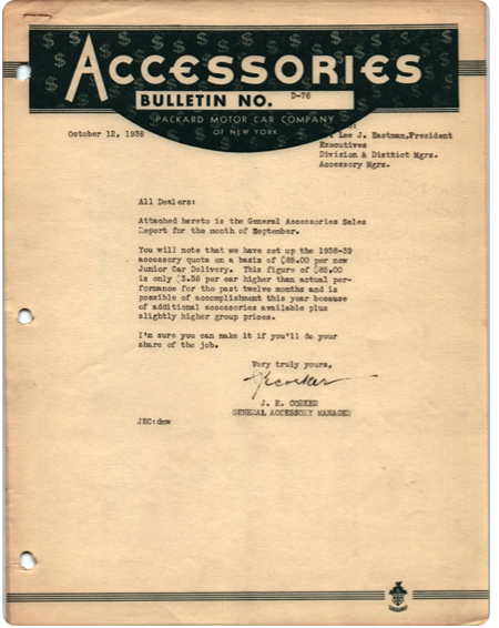 Packard New York Accessories Bulletins Image