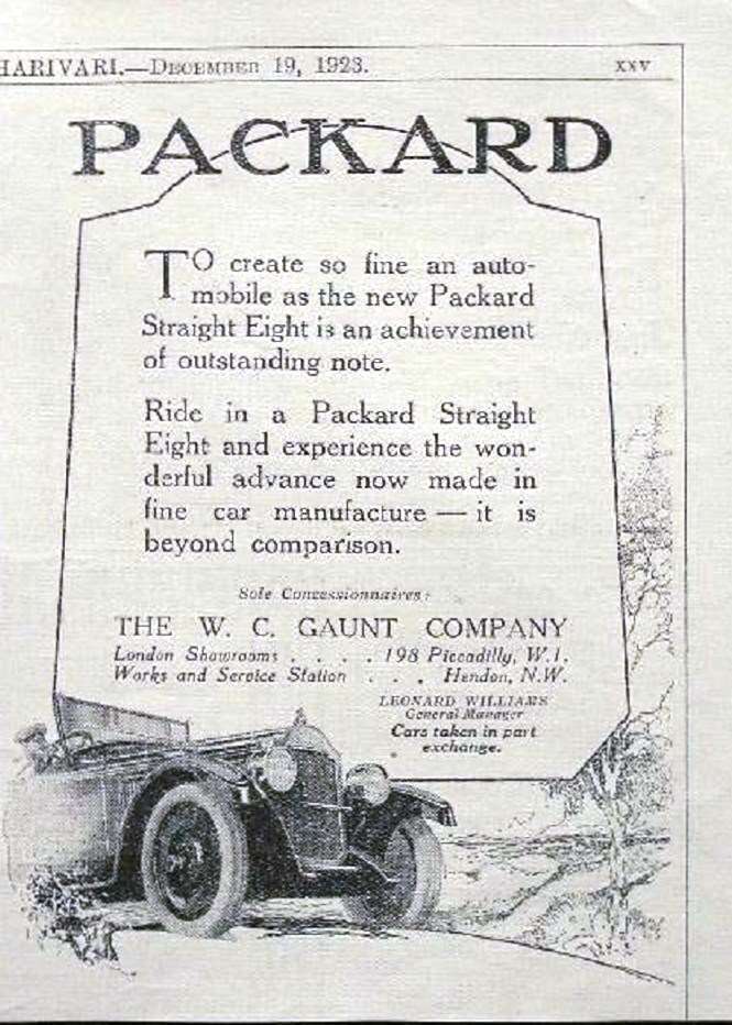 1923 PACKARD-ENGLAND ADVERT-B&W