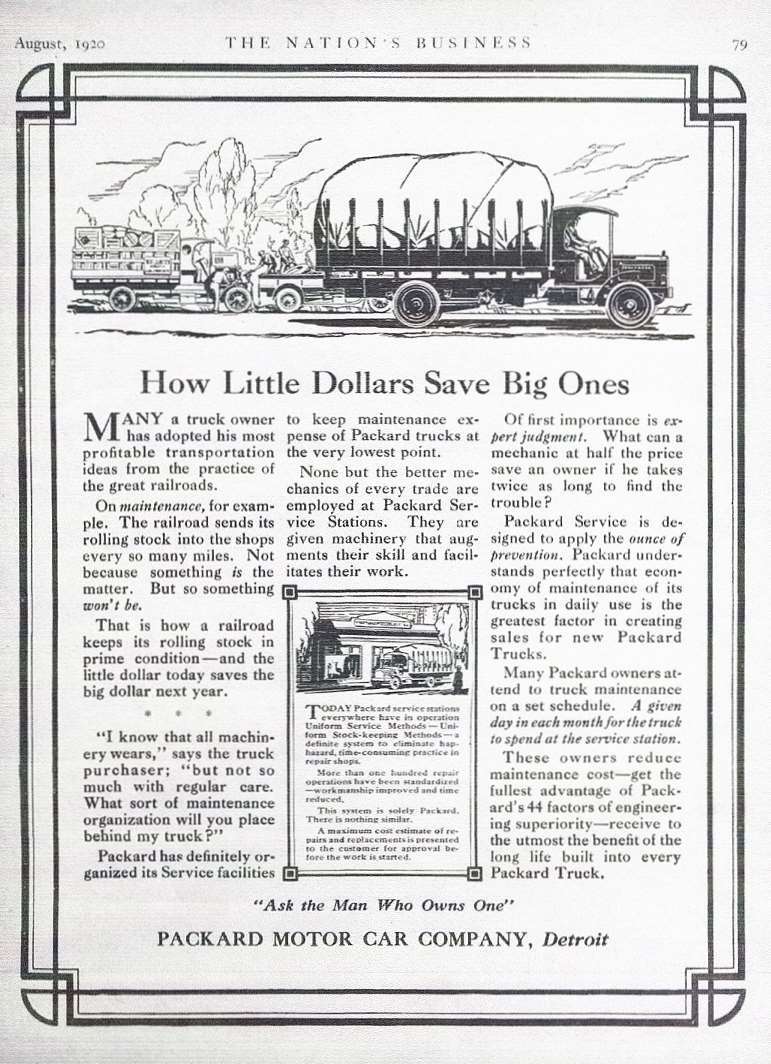 1920 PACKARD TRUCK ADVERT-B&W