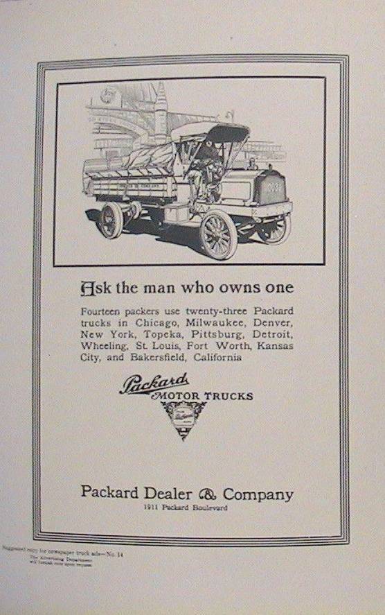 1910 PACKARD TRUCK ADVERT-B&W