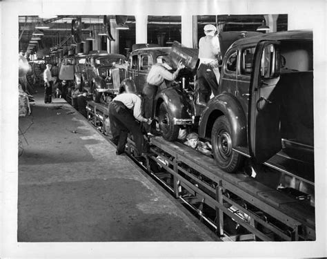 Packard workers on final assembly line, 1935
