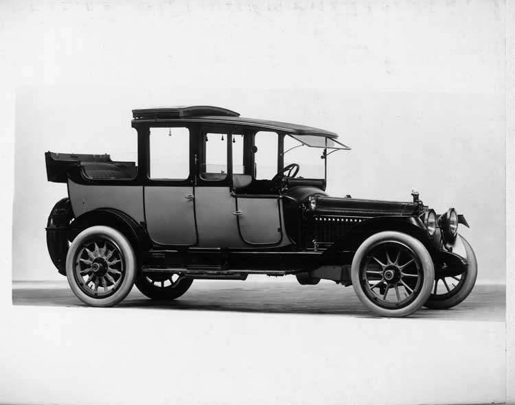 1914 Packard 2-38 landaulet, five-sixth front view, right side, quarter collapsed