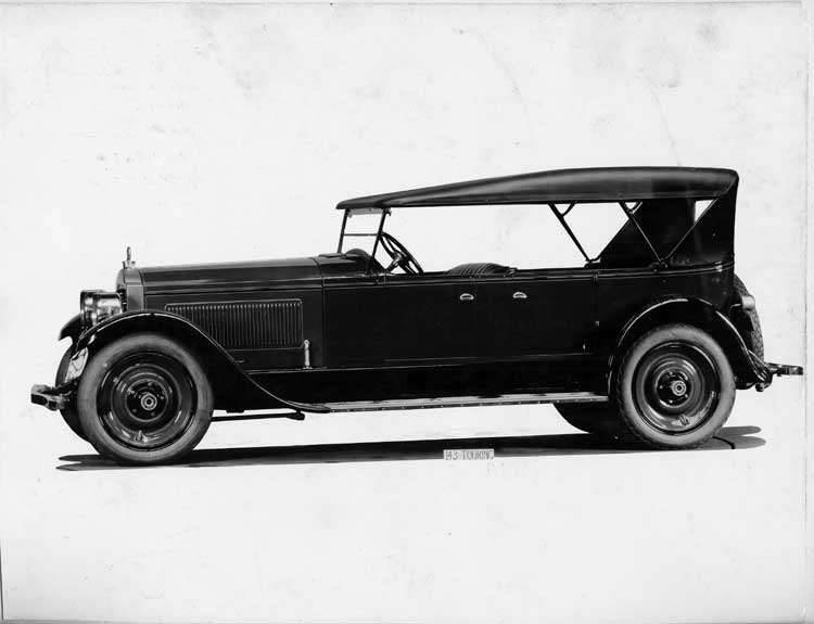 1924 Packard touring car, seven-eights left front view, top raised