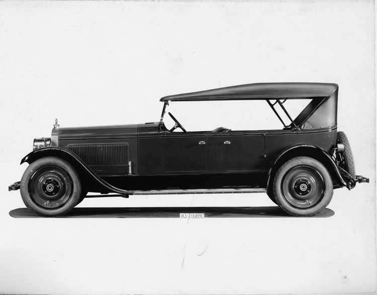 1924 Packard touring car, left side view, top raised