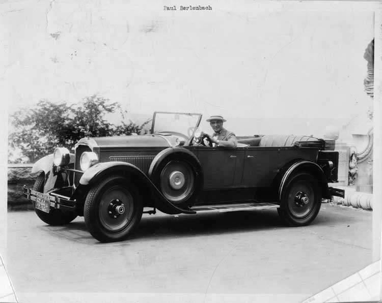 1925-1926 Packard touring car, owner Paul Berlenbach at wheel