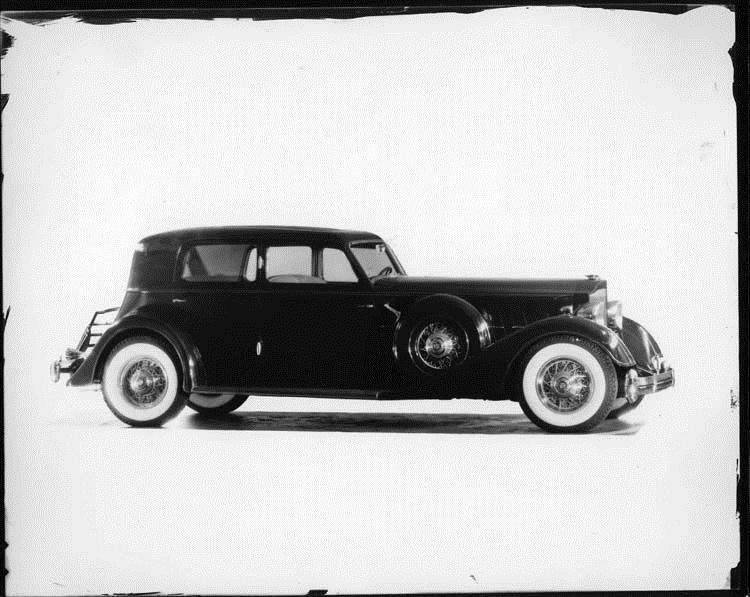 1934 Packard sport sedan, nine-tenths right side view