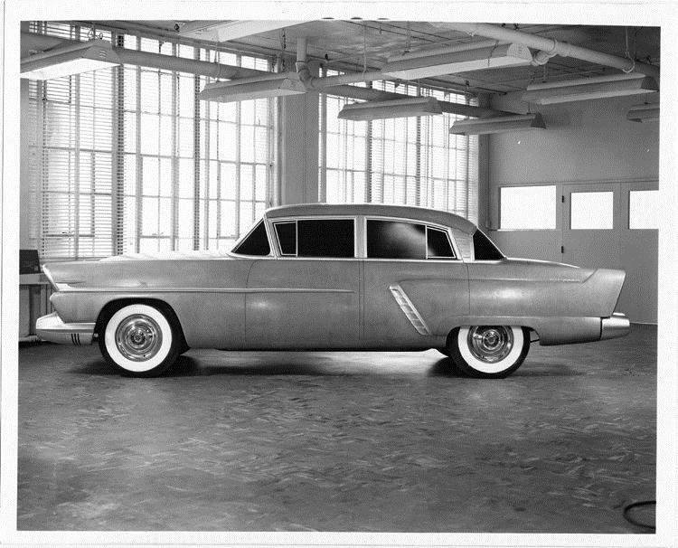 1955 Packard Clipper, left side view, full size clay model