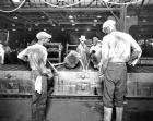 1928 PACKARD FACTORY EMPLOYEES POURING MOLTEN METAL-B&W