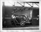 1935 PACKARD 120 EIGHT BEING LOADED ON BOXCAR FOR SHIPMENT-B&W