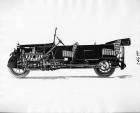 1917 Packard touring car, left side view, dissection, showing inside of motor and seats