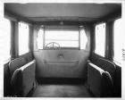 1917 Packard brougham, view of interior from rear seat, shown with side auxiliary seats folded