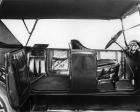 1918 Packard touring car, close up of leather interior, right side view with both doors open, top ra