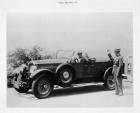 1926 Packard touring car, owner Paul Berlenbach waving to Packard salesman