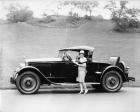 1927 Packard runabout, owner Miss Marjorie Dork standing at driver's door