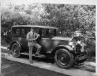 1927 Packard sedan, owner William Mather Lewis standing at passenger door