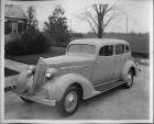 1935 Packard sedan parked by the Lodge at Packard Proving Grounds