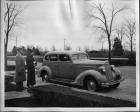 1935 Packard sedan parked by the Lodge at the Packard Proving Grounds