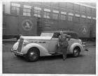 1937 Packard convertible sedan with William Packer, Packard General Sales Manager