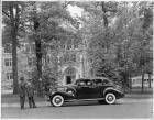 1939 Packard touring sedan, parked at Lehigh University in front of Packard building