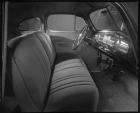 1940 Packard club coupe, view of front interior through passenger side door