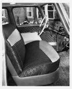 1957 Packard sedan, view of front interior, dashboard, steering wheel